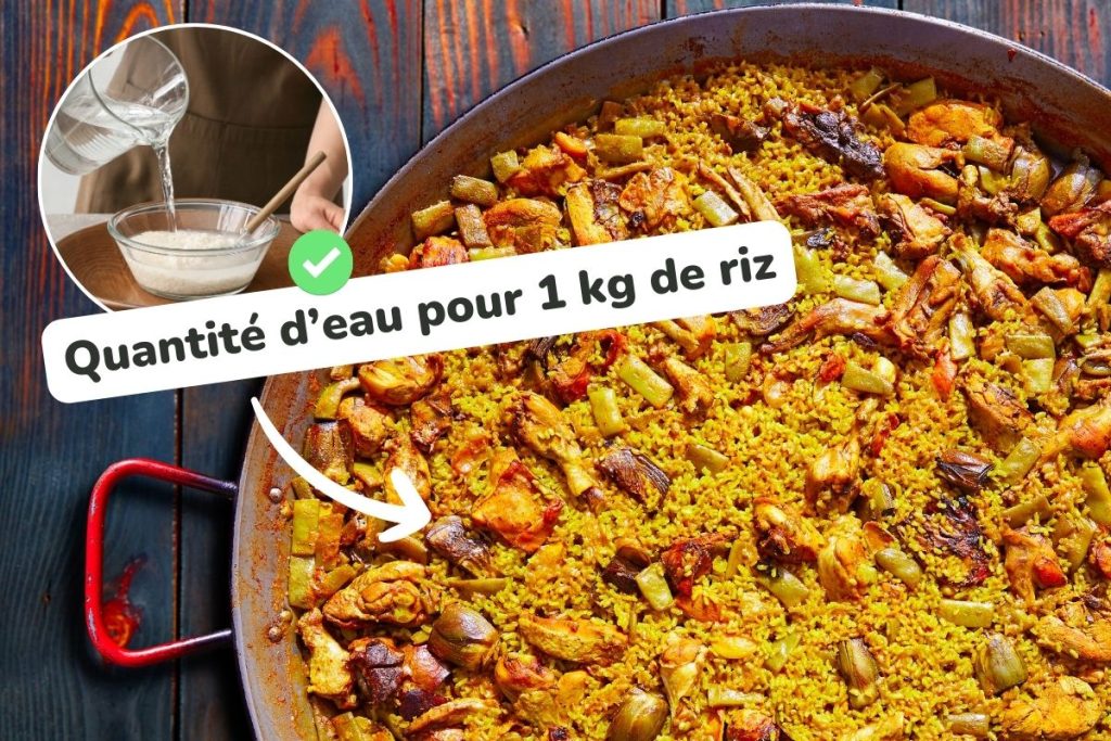 combien d'eau pour 1 kg de riz à paella